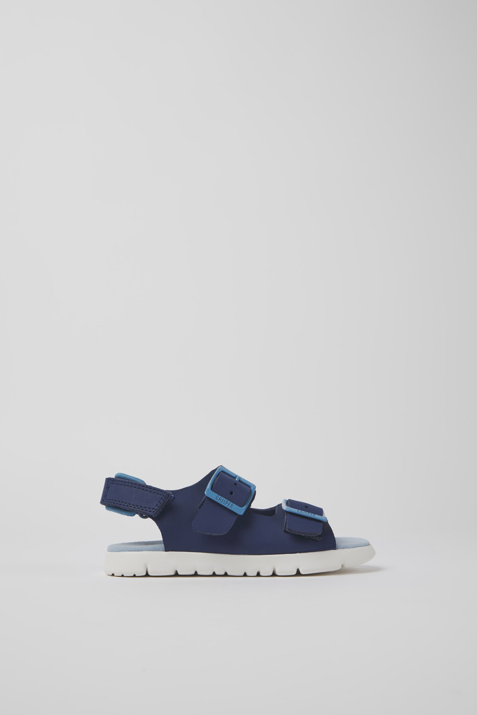 Oruga Blue leather sandals for kids