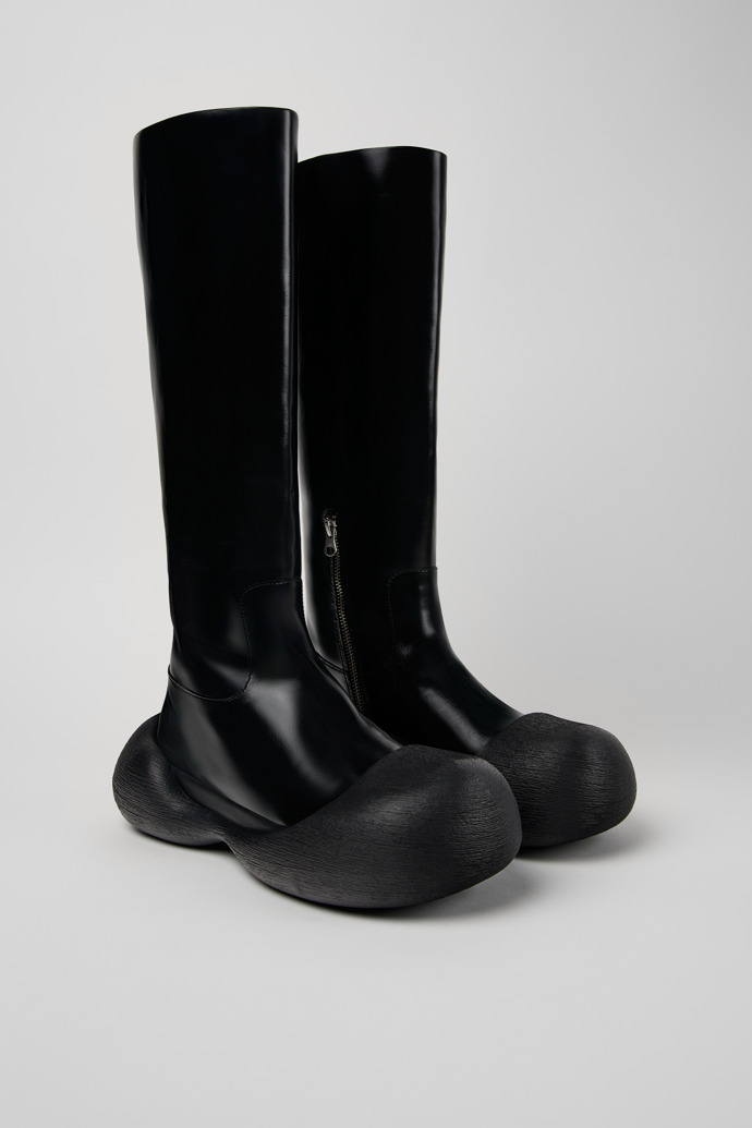 Caramba Black Leather Knee-High Boots