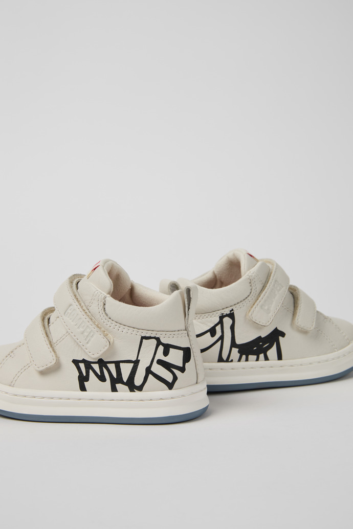Twins White and black leather sneakers for kids