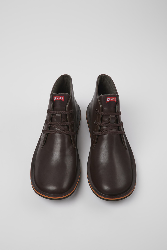 Beetle Brown Leather Ankle Boots for Men.