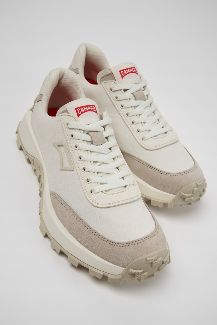 Drift Trail White and Gray Recycled PET and Leather Sneakers for Women.