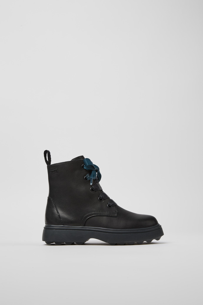 Norte Black leather ankle boots for kids