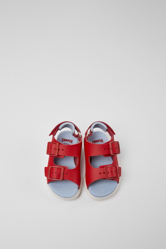 Oruga Red leather sandals for kids