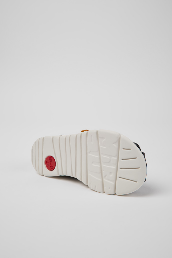 Oruga Black and orange leather sandals for kids