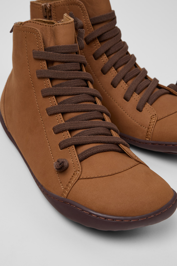 Peu Brown Leather Mid Boots for Women.
