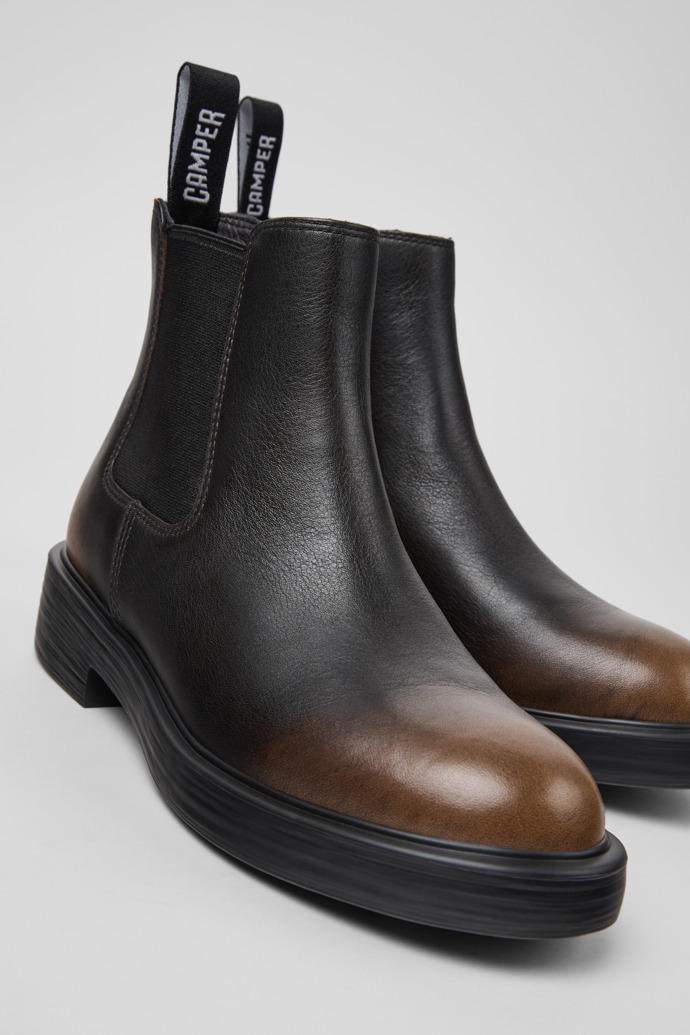 Dean Black and Brown Leather Ankle Boots for Women.