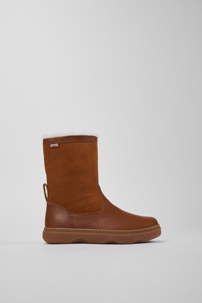 Kiddo Brown Leather and Nubuck Mid Boots for Kids.