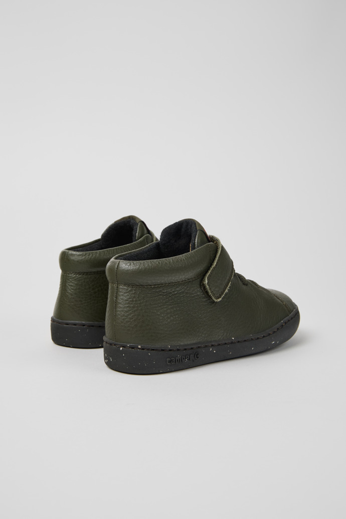 Peu Touring Green leather ankle boots for kids