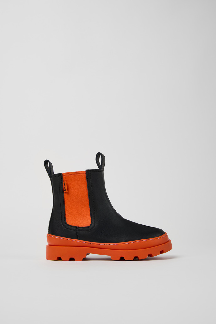 Brutus Black leather Chelsea boots for kids