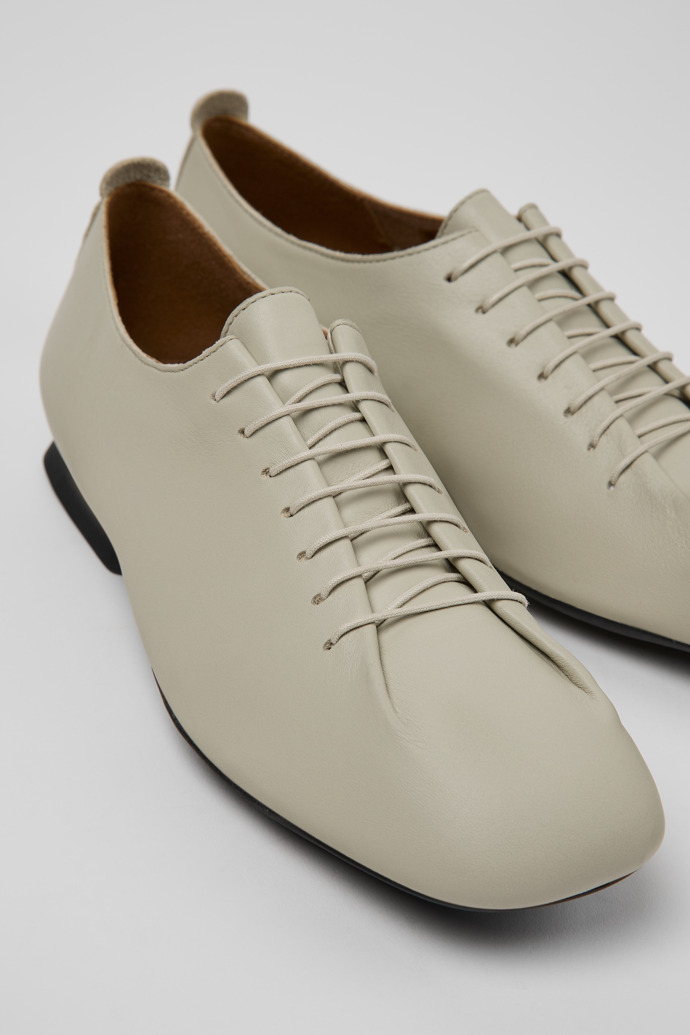 Casi Myra Gray Leather Shoes for Women.