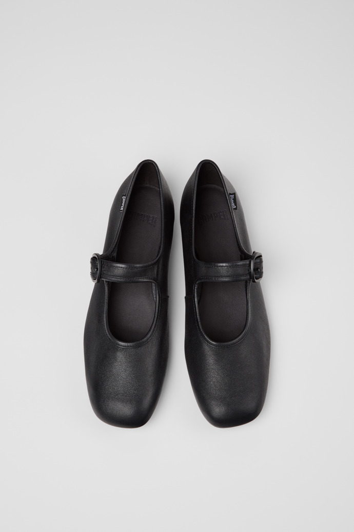 Casi Myra Black Leather Shoes for Women.