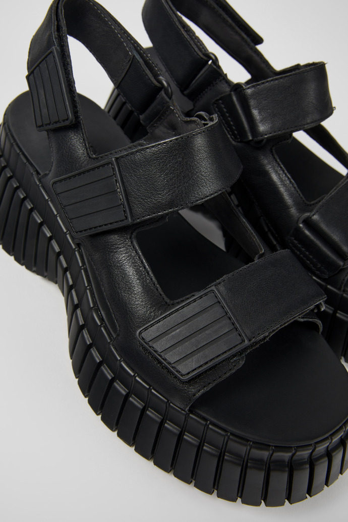 BCN Black Leather Sandal for Women.