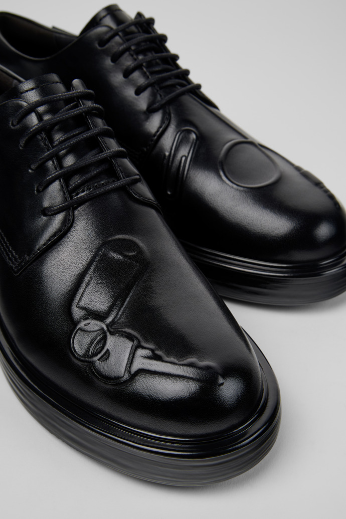 Twins Black Leather Shoes for Women.