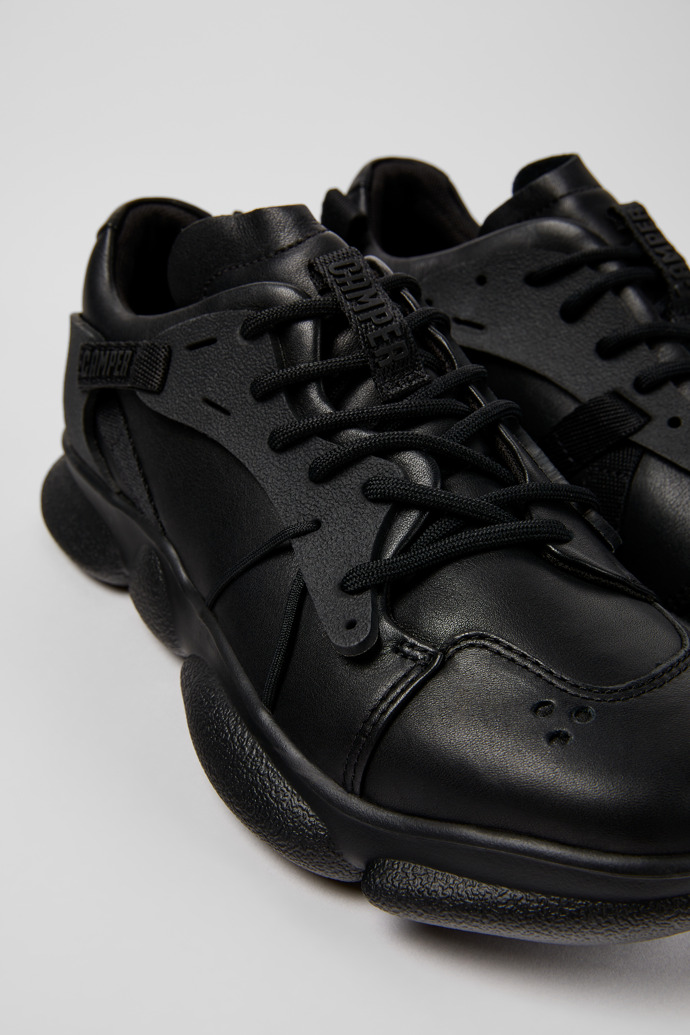 Karst Black leather and textile sneakers for women