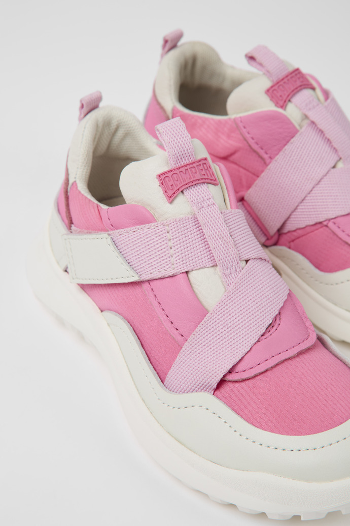 CRCLR Pink leather and textile sneakers for kids