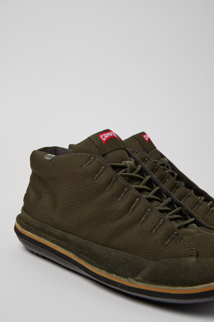 Beetle Green Textile and Nubuck Ankle Boots for Men.