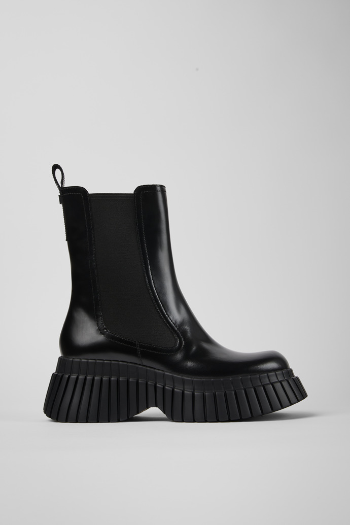 BCN Black leather chelsea boots for women