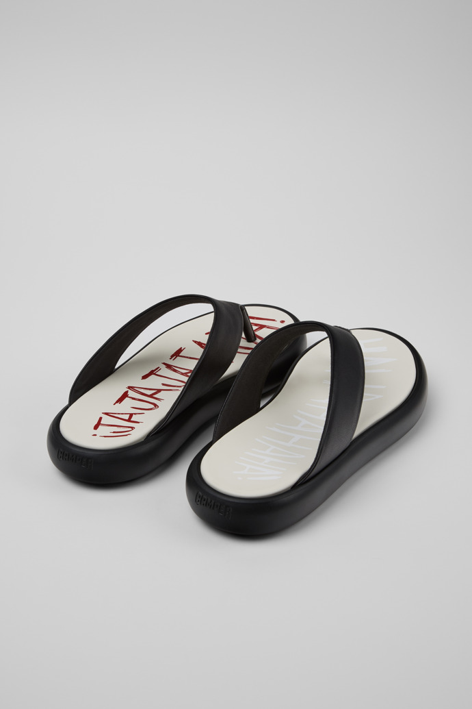 Twins Black Leather Sandals for Men.