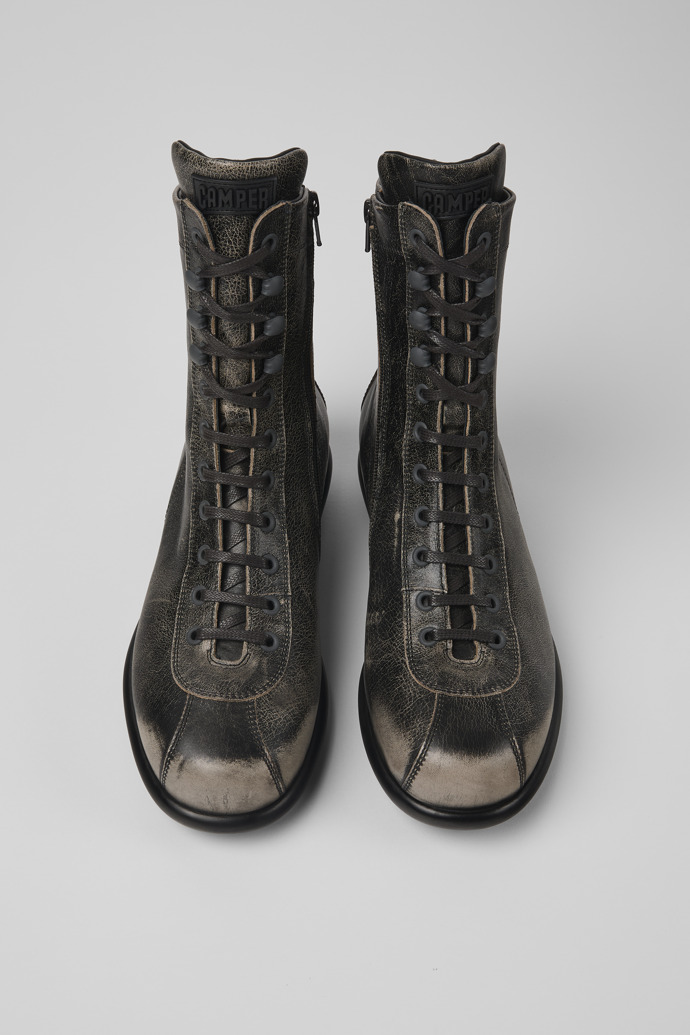 Pelotas Gray Leather Mid Boots for Men.