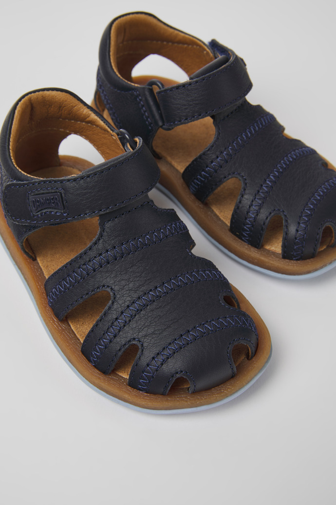 Bicho Navy blue leather sandals for kids
