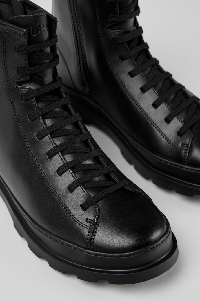 Brutus Black Leather Men's Mid Boots.