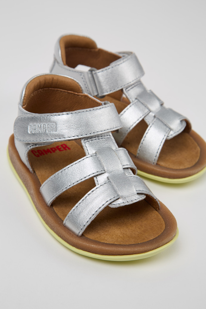 Bicho Silver Leather Kids' Sandal.