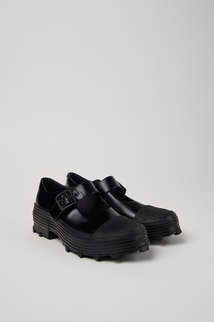 TRAKTORI Black Leather Mary Jane Clogs