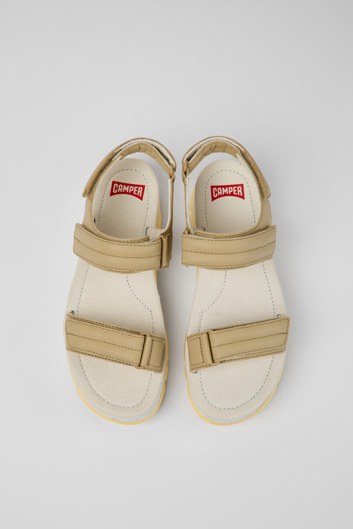 Oruga Up Beige leather sandals for women