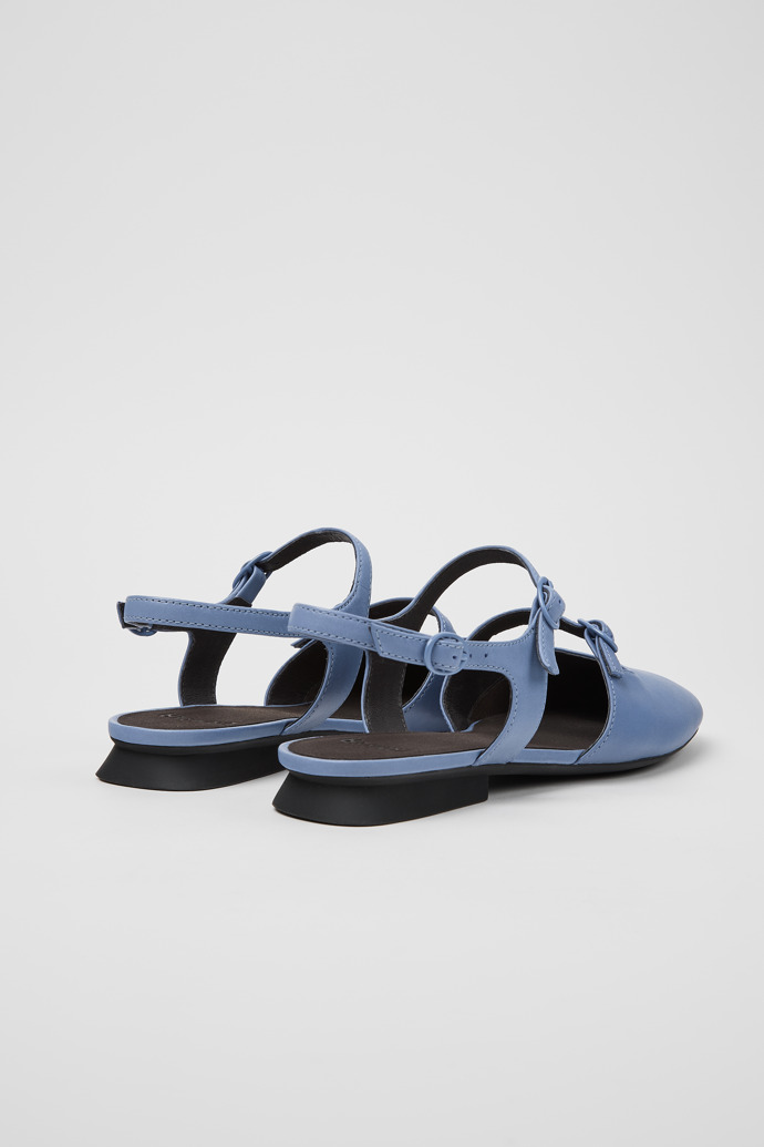 Casi Myra Blue Leather Semi-Open Shoes for Women.