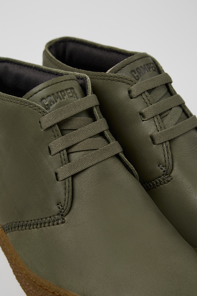 Peu Terreno Green Leather Ankle Boots for Men.