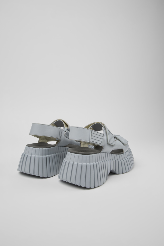 BCN Gray Leather 2-Strap Sandal for Women