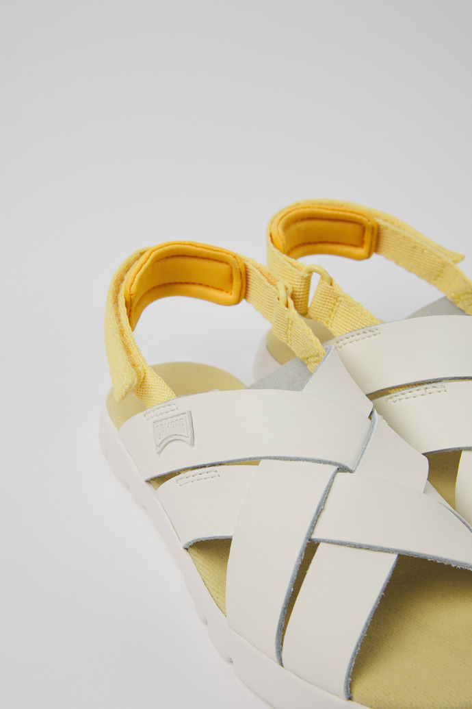 Oruga White leather and textile sandals for kids