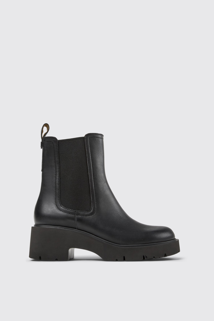 Milah Black Leather Ankle Boots for Women