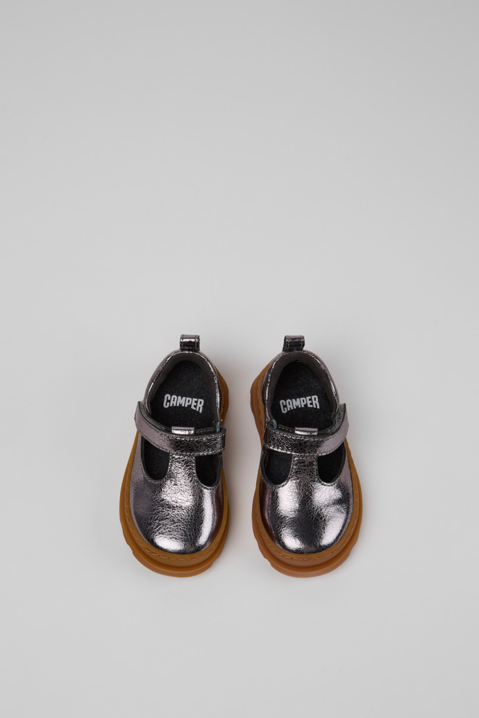 Brutus Silver Leather Shoes for Children.