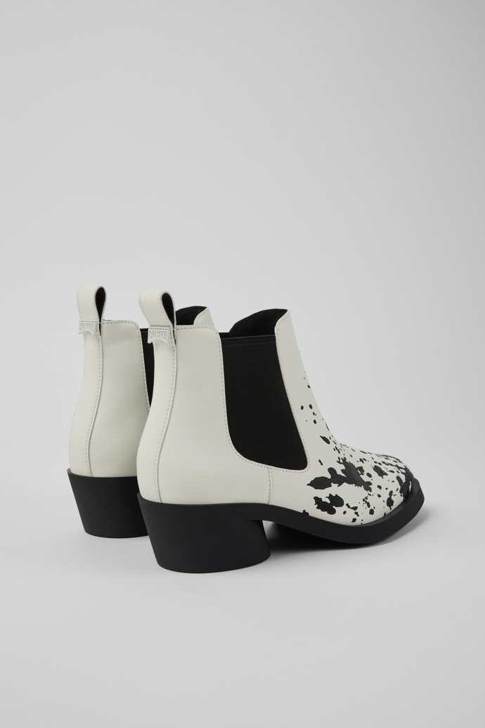 Bonnie White and black leather ankle boots for women