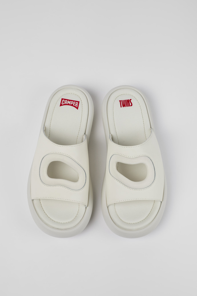 Twins White Leather/Textile Slide for Men