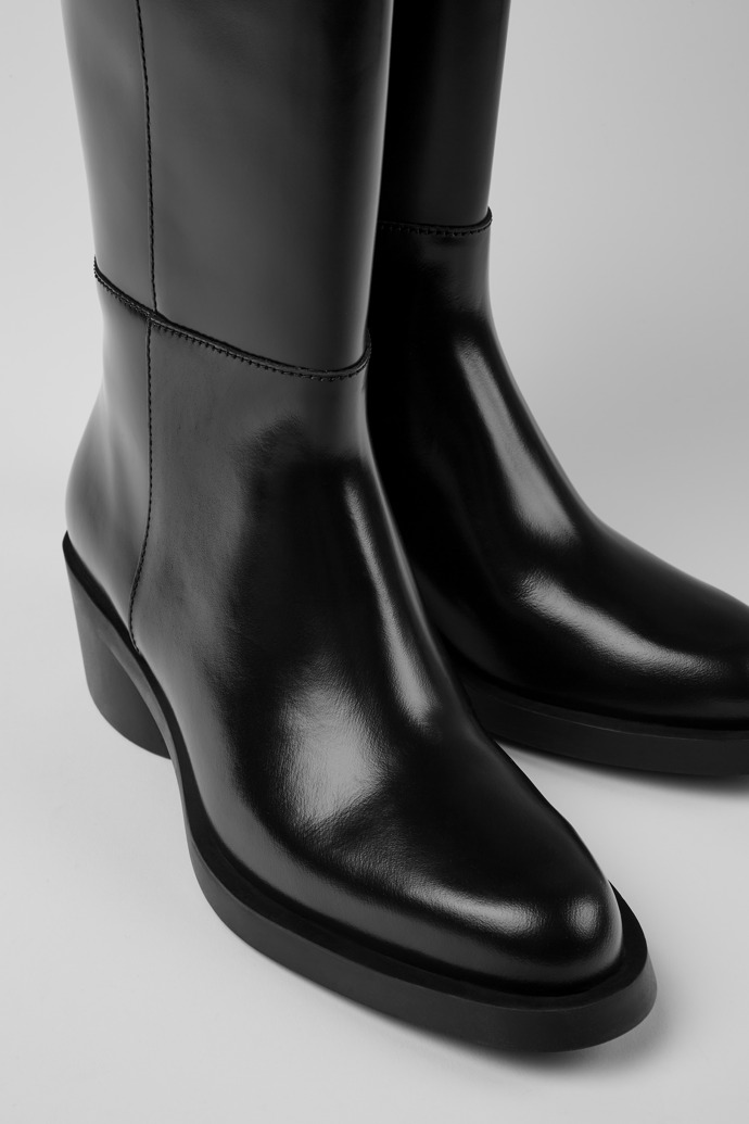 Bonnie Black leather high boots for women