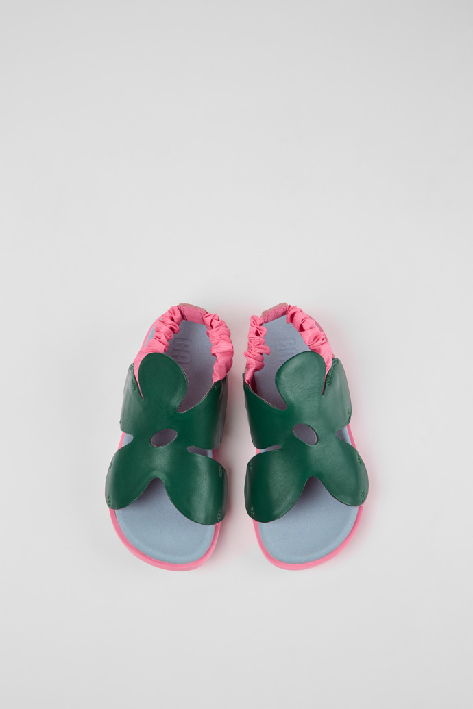 Brutus Sandal Green and pink leather sandals for kids