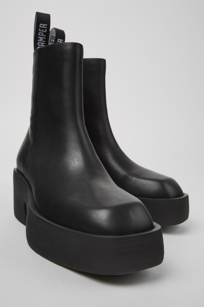 Billie Black Leather Mid Boots for Women.