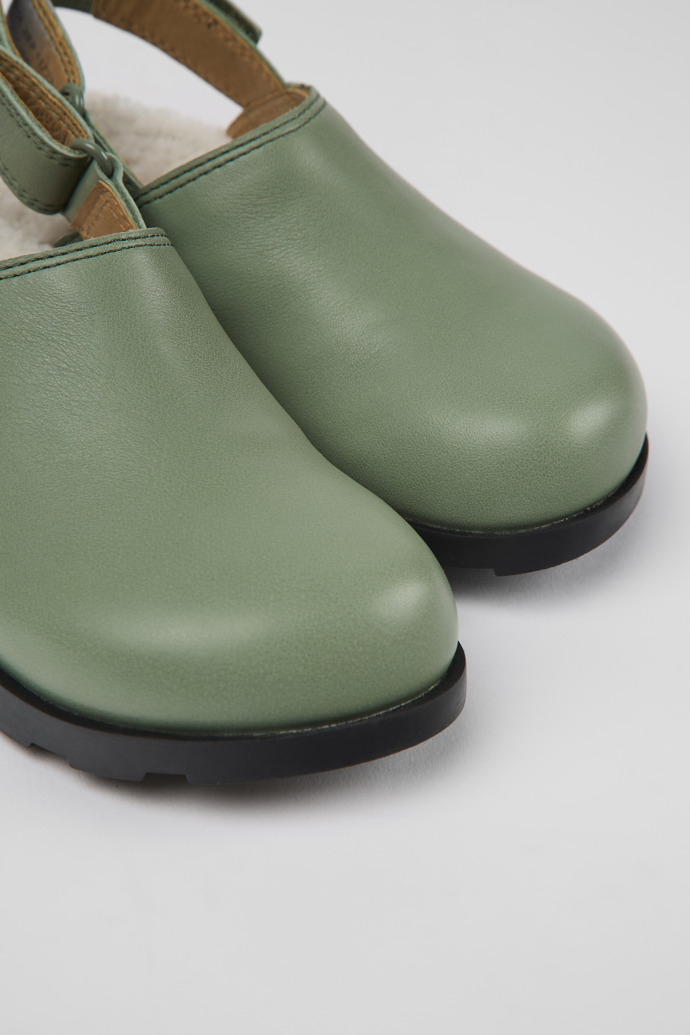 Brutus Green leather clogs for kids