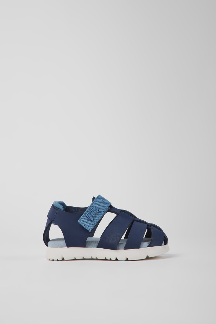 Oruga Blue leather and textile sandals for kids