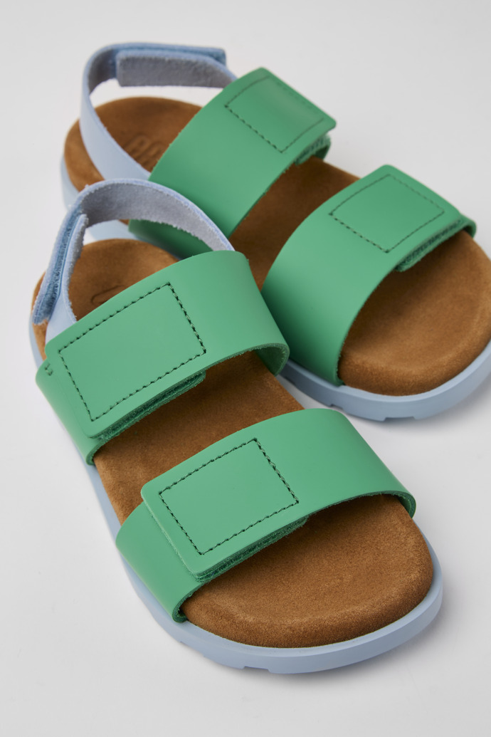 Brutus Sandal Green and blue leather sandals for kids