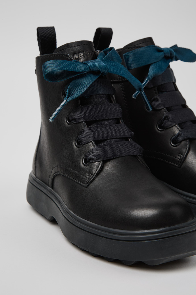 Norte Black leather ankle boots for kids