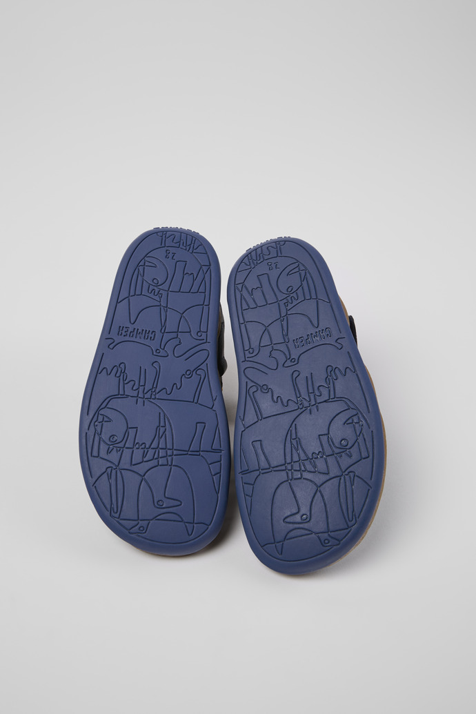 Bicho Dark blue leather sandals for kids