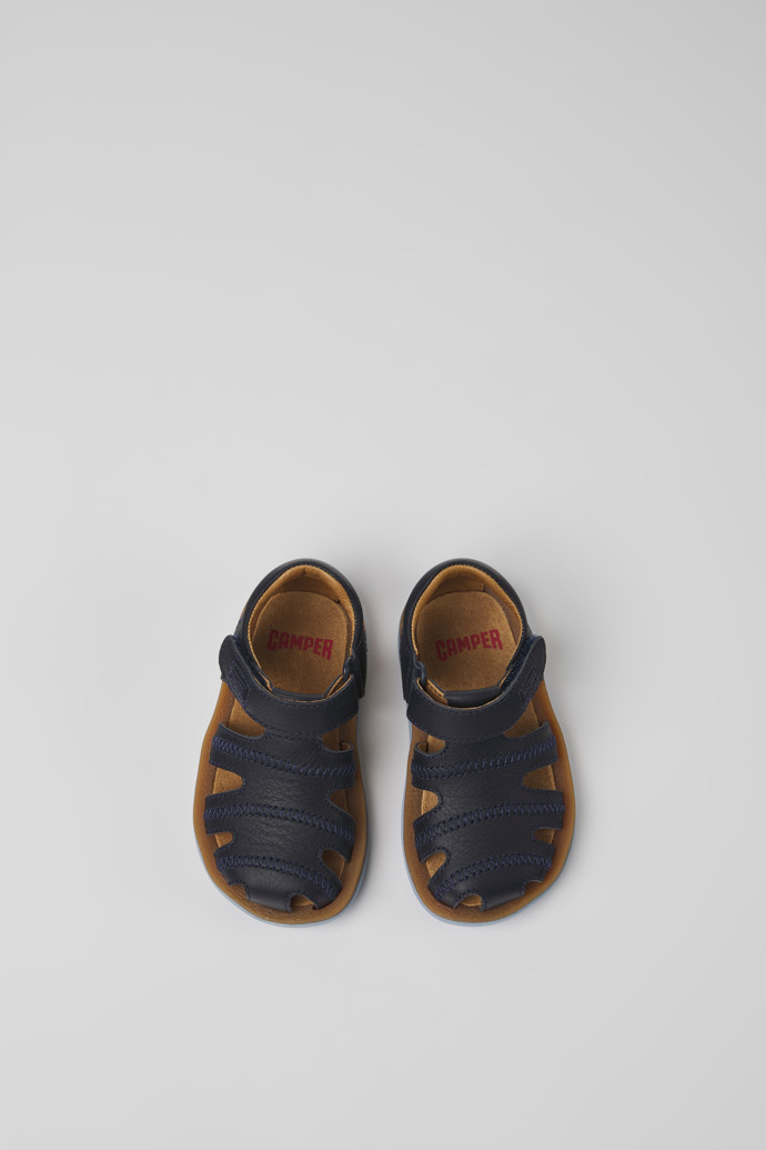 Bicho Navy blue leather sandals for kids
