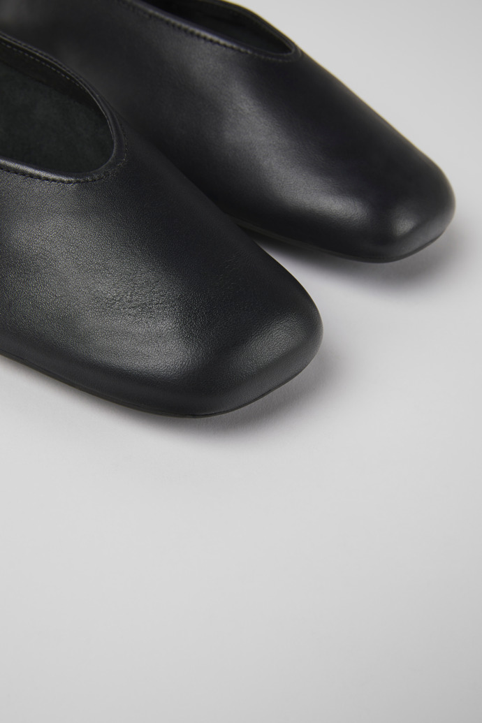 Casi Myra Black Leather Ballerinas for Women.