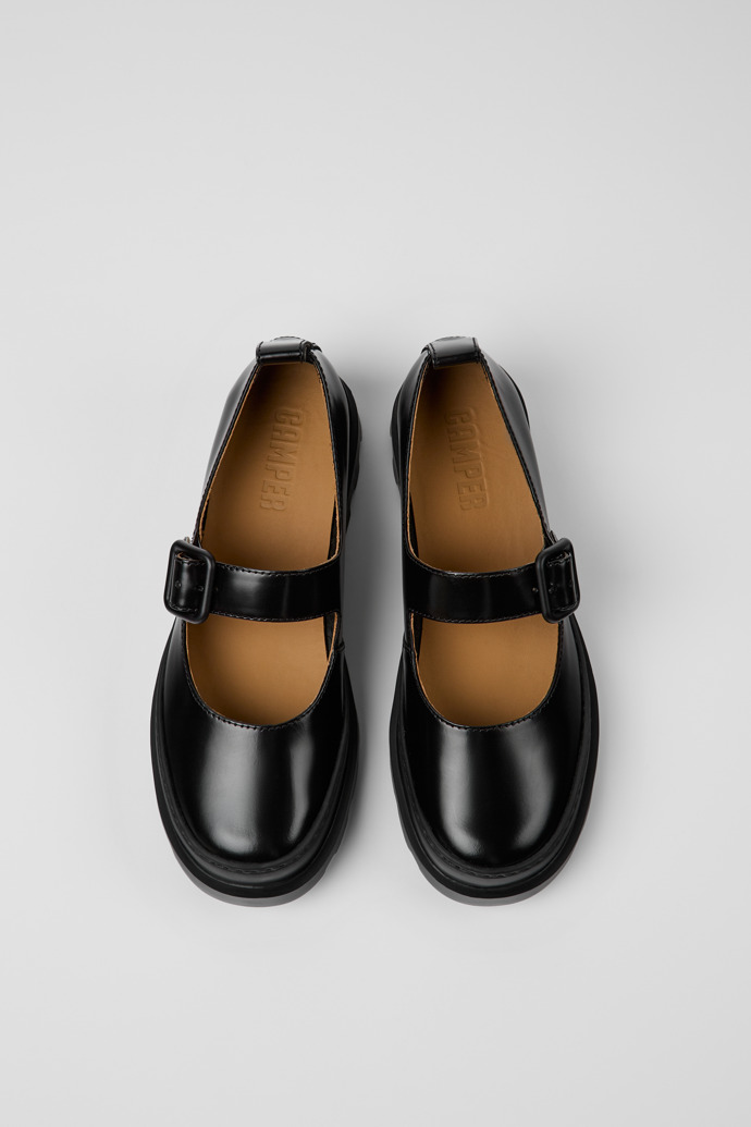 Brutus Black leather Mary Jane flats for women