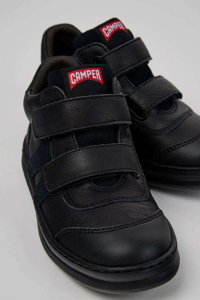 Runner Black Leather/Nubuck Sneaker Booties for Kids.