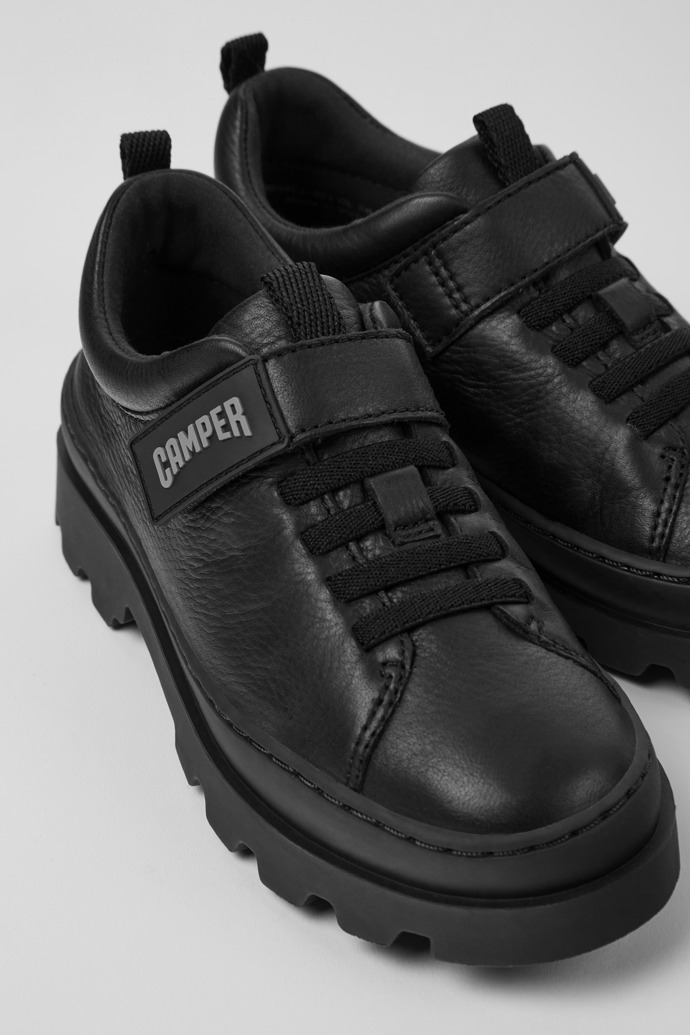 Brutus Black leather shoes for kids