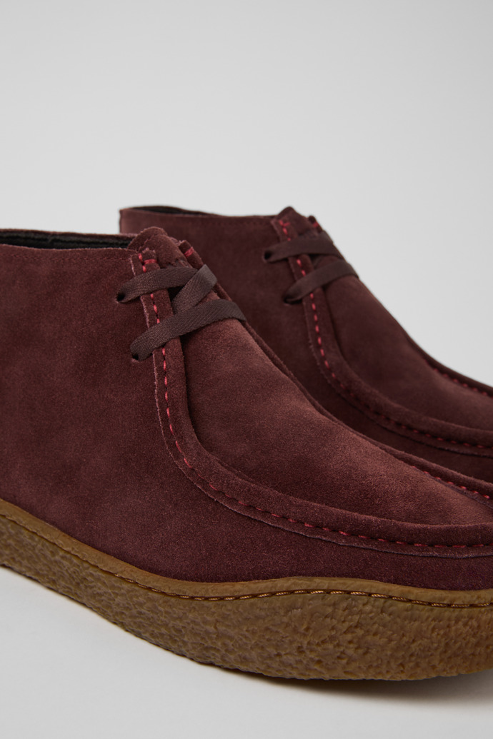 Peu Terreno Burgundy Suede Ankle Boots for Men.